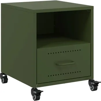 Noční stolek Noční Stolek z oceli válcované za studena, olivová Zeleň, 36 x 39 x 43,5 cm