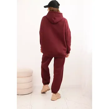 Dámská tepláková souprava s kapucí, bordó Kesi Włoski krémová | tmavě červená 3441857