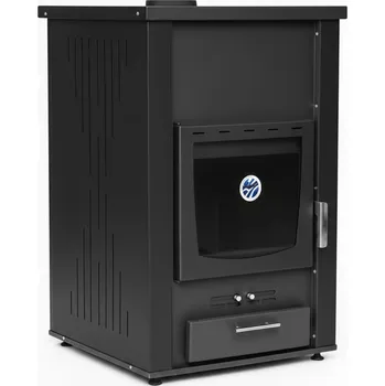 Krbová kamna ΘΕΡΜΙΚΗ ΤΣΑΛΙΚΗΣ (Thermiki Tsalikis) Krbová kamna na tuhá paliva s teplovodním výměníkem 33kw Černá