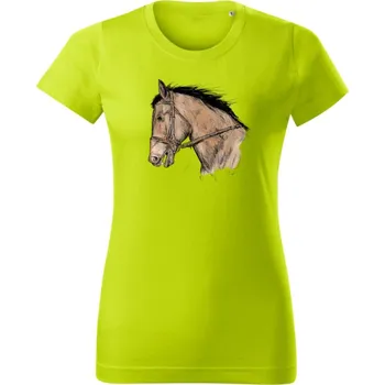 Dámské oblečení Dámské tričko s kresbou koně Limetková XL