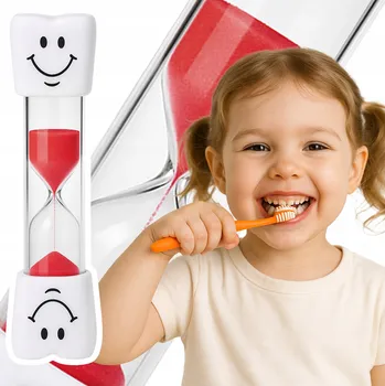 Hodiny PŘESÝPACÍ HODINY ZOUBEK Časovač pro čištění ZUBŮ pro děti ČERVENÉ