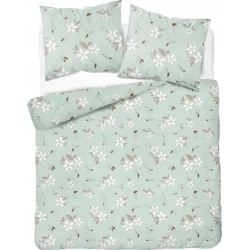 Povlečení Povlečení flanelová flanela 220x200 KVĚTY mátová HRUBÁ 160 g