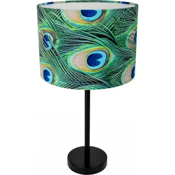 Lampička SPOTLIGHT Stolní lampa 1xE27 40W Černý kov s stínidlem + Paví pera