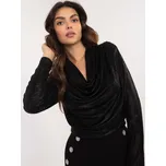 ITALY MODA Černá lesklá blůza na večírek Barva: Noire, Velikost: ONE SIZE