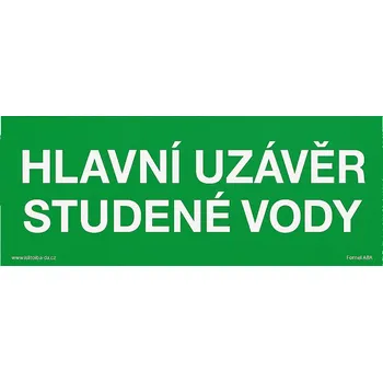 Hlavní uzávěr studené vody Samolepka 105 x 40 mm tl. 0.1 mm - Kód: 16861