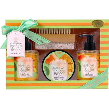 Tělový krém AURORA MANGO PEAR 4ks 2x150ml, 50ml, kartáček 2v1 dárková sada č.1749