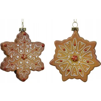 Vánoční dekorace Vánoční Koule na vánoční stromeček Perníkové cukroví Vločka hnědá na stromeček 12 cm
