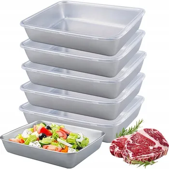Dóza na potraviny Nádoby na potraviny 6 KS. NEREZOVÁ OCEL 25*20*5 cm, Vzduchotěsné víčka
