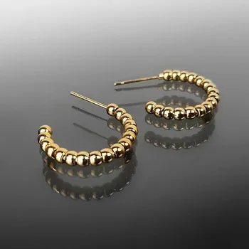 Náušnice Pozlacené ocelové náušnice kuličkové polokroužky č. 1461