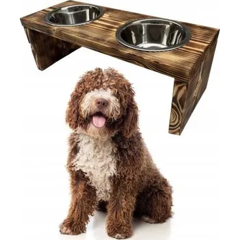 Miska pro psa Sada dvou kovových misek QLS hnědá 0,9 l