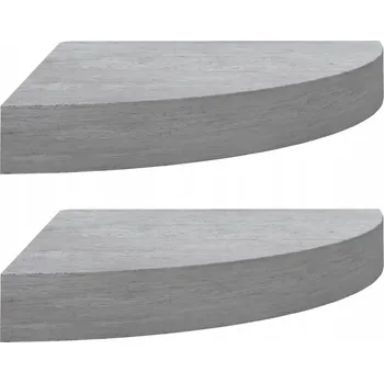 police Stylové Rohové Police MDF a Kov, 35x35x3,8 cm, Šedá Betonu
