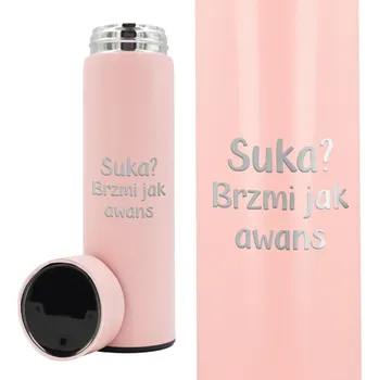 Termoska Termoska růžový s LED displejem pro kamarádku manželky S*ka? Zní to jako povýšení