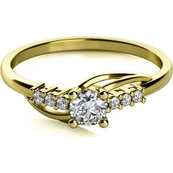 Prsten Couple, Andros – zásnubní prsten ze žlutého zlata se zirkony, vel. 59, prům. 18.8 mm, 585-68-1-0640.0Z00.0.59.001