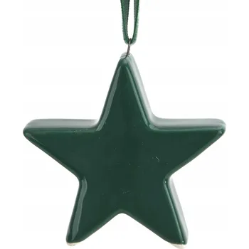 Vánoční ozdoba Keramická závěsná ozdoba hvězda zelená 87221