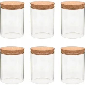 Sklenice Skleněné Sklenice na Skladování 650 ml s Korkovým Víčkem, Průhledné,