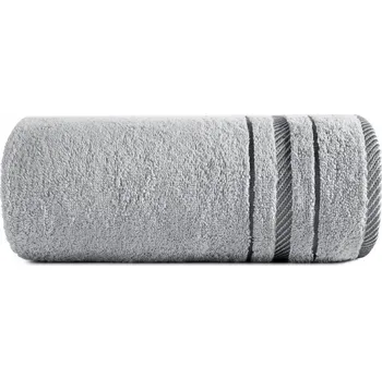 Ručník Koupelnová osuška 70x140 stříbrná s ozdobnou bordurou s proužky