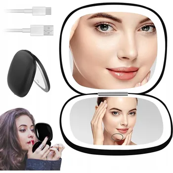 Zrcadlo ZRCADLO SKLÁDACÍ ZVĚTŠOVACÍ S LED OSVĚTLENÍM 10x ZVĚTŠUJÍCÍ ZRCÁTKO NA CESTY