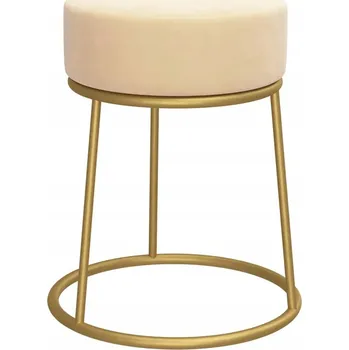 Stolička Kulatý sametová stolička z broskví s železnou základnou, zlatá, 30 x 38 cm