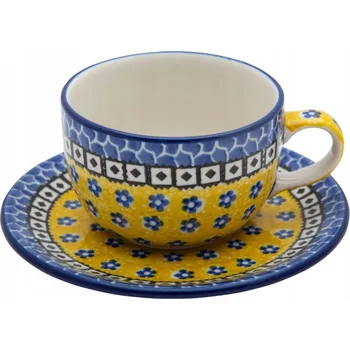 ŠÁLEK 200 ml s podšálkem Ceramika Artystyczna Bolesławiec dek 0859