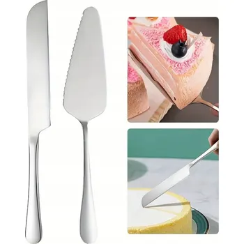Kuchyňský nůž Sada na servírování dortu stříbrná, 2 kusy: nůž/špachtle