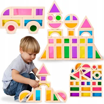 ostatní stavebnice Dřevěné duhové stavebnice - 25 dílků