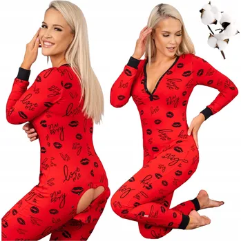 Dámské spodní prádlo PYŽAMO KOMBINEZA OVERAL NA SPANÍ S OTVÍRACÍM ZADEČKEM SLEEPDO KISS vel. XS