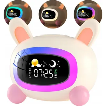 Budík BUDÍK KRÁLÍK PRO DĚTI CHYTRÉ HODINY TRÉNINKU SPÁNKU USB 1800MAH