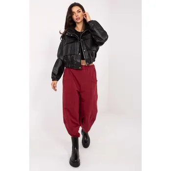 Bordové tepláky s kapsami RELEVANCE černá | tmavě červená 3454561