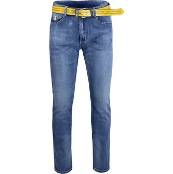 Pánské džíny Pánské džíny Pri Classic se žlutým pasem Pri modrá 3431882