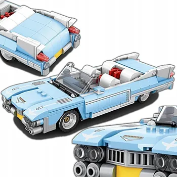 ostatní stavebnice STAVEBNICE TECHNICKÁ MODRÝ KABRIOLET AMERICKÁ KLASIKA 308 DÍLKŮ RETRO