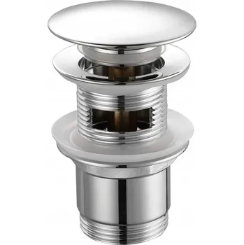 Sifon Aqualine kulatý stříbrná přepadová zátka s click-clack mechanismem