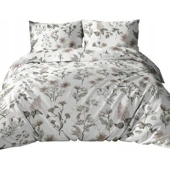 Povlečení Povlečení 160x200 bílá béžová květiny se zipem KARO Bavlna Max