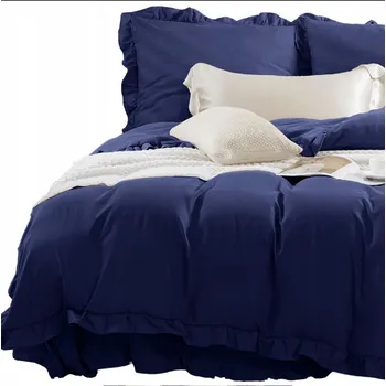 Povlečení Povlečení s volánem 160x200 RUFFY tmavě modré, 2x povlak na polštář 70x80 Designové