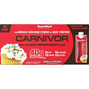 Protein MuscleMeds Carnivor RTD Beef Protein Shake (12 Balení, Vanilkový koláč)