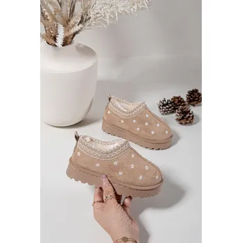 Dívčí sněhule Dětské sněhule s květinami Pelyněk Boto bílá | hnědá 3436892