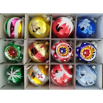 Vánoční ozdoba Slezská tvorba Retro vánoční koule 12 ks