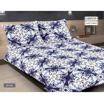 Povlečení Povlečení saténové 160x200 ornamenty tmavě modrá bílá Premium