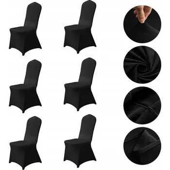 Potah na židli Elastický černý potah na židli polyester, 6 ks