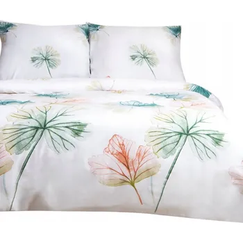 Povlečení Povlečení saténové bavlněné SATYNLOVE 220x200 květiny bílá zelená