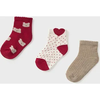 Dětské ponožky Mayoral 3-pack červená barva, 10012 10012.4H.Baby.9BYA 33X, vel. 18