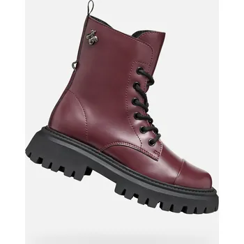 Dívčí polobotky Bordové dívčí kotníkové boty Geox Maquinnens GEOX černá | tmavě červená 3443497