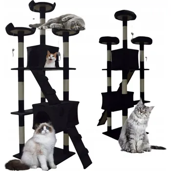 Škrabadlo pro kočky černý domeček pelíšek plošiny hračky sisal stabilní