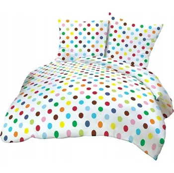 Povlečení Krepové povlečení 160x200 bílé barevné puntíky 030A KK053 Kora 23
