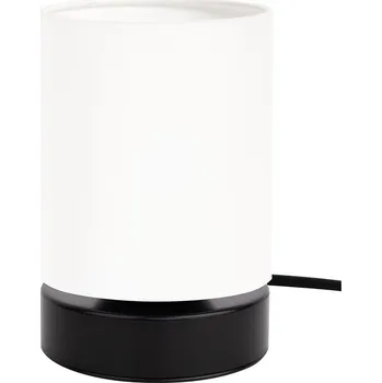 Lampička NOČNÍ LAMPA STOLNÍ ČERNÁ DEKORATIVNÍ STÍNÍTKO BÍLÉ TUBA E27 LED