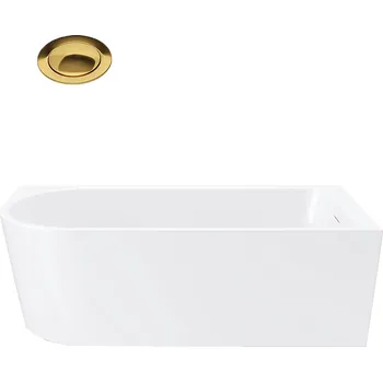 Vana VOLNĚ STOJÍCÍ ROHOVÁ VANA 160 CM AKRYLÁTOVÁ PRAVÁ SIFON VÝPUST KLIK KLAK ZLATÁ