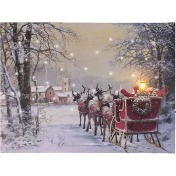 Obraz LumaBase LED obraz 38 x 28 cm Kouzelná jízda saní svatého Mikuláše