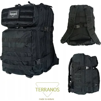 turistický batoh Batoh taktický vojenský 45l turistický městský černý TERRANOS BLACKWOLF