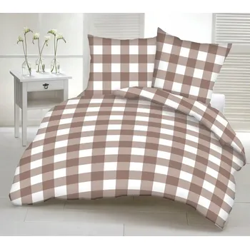 Povlečení Krepové povlečení 160x200 béžové bílé kostkované