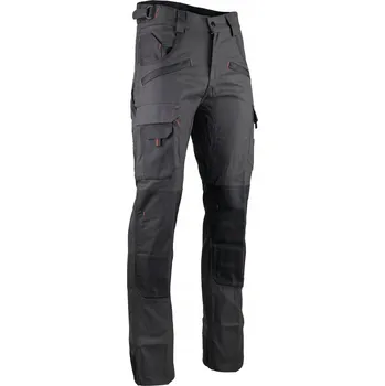 Dámské kalhoty KALHOTY LMA S KAPSY NA KOLENNÍ VLOŽKY ŠEDO-ČERNÉ, VELIKOST 36