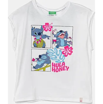 Chlapecké tričko Dětské bavlněné tričko United Colors of Benetton x Disney 3JERC10P2.G.Seasonal bílá 00X, vel. 130